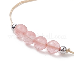 3Pcs 3 Style Synthetic Watermelon Stone Glass Braided Bead Bracelets Set&nbsp;BJEW-JB09334-07