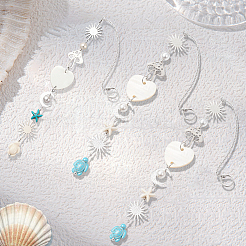 4Pcs Synthetic Turquoise Starfish Turtle Beads Hanging Suncatchers&nbsp;HJEW-CN0001-39