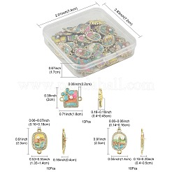 30Pcs 3 Styles Alloy Crystal Rhinestone and ABS Imitation Pearl Connector Charms&nbsp;ENAM-FS0003-71G