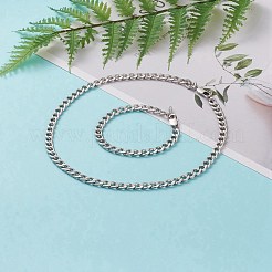 Tarnish Resistant Men's 304 Stainless Steel Cuban Chains Bracelets and Necklaces Jewelry Sets&nbsp;SJEW-JS01159
