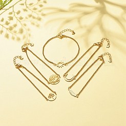 201 Stainless Steel Link Bracelet with 304 Stainless Steel Box Chains for Women&nbsp;BJEW-JB08281