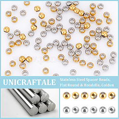 300Pcs 2 Colors 201 Stainless Steel Beads&nbsp;STAS-UN0048-86