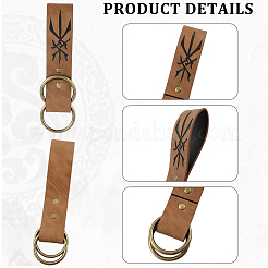 Rectangle PU Leather Medieval Belt Pendant. with Alloy Ring&nbsp;AJEW-CL0004-79