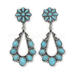 Alloy Synthetic Turquoise Dangle Stud Earrings&nbsp;EJEW-U053-12AS