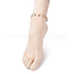 Brass Enamel Donut Charm Anklets&nbsp;AJEW-AN00344-01
