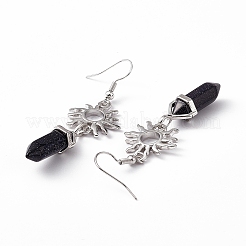 Synthetic Blue Goldstone Bullet with Sun Dangle Earrings&nbsp;EJEW-I276-01P-13