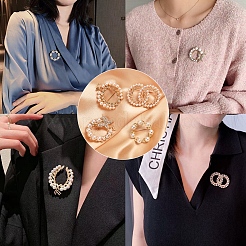 4Pcs 4 Style Butterfly & Leaf Plastic Imitation Pearl Beads Brooch&nbsp;JEWB-SZ0001-08