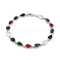 Brass Micro Pave Cubic Zirconia Link Bracelets&nbsp;BJEW-Z138-01P