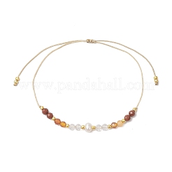Adjustable Natural Carnelian & Red Jasper & Quartz Crystal Braided Bead Bracelets for Women&nbsp;BJEW-JB11619-01