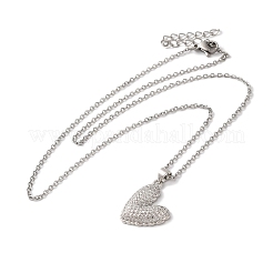 Brass Micro Pave Clear Cubic Zirconia Cable Chain Heart Pendant Necklaces for Women&nbsp;NJEW-C054-01P