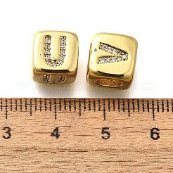Brass Micro Pave Cubic Zirconia European Beads&nbsp;KK-R218-01G