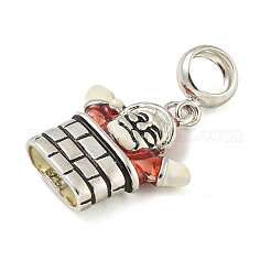 Anti-Tarnish Rhodium Plated 925 Sterling Silver Enamel Christmas European Dangle Charms&nbsp;LS-STER-Z010-02P-01A