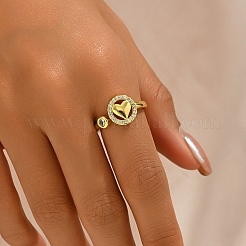 Brass Micro Pave Cubic Zirconia Cuff Rings for Women&nbsp;UD9678-4