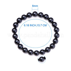 Natural Blacke Agate Round Beads Stretch Bracelets&nbsp;BJEW-N301-8mm-01