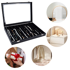 10 Grids Wood Coverd with PU Leather Necklaces Display Cases&nbsp;AJEW-WH20054-340E