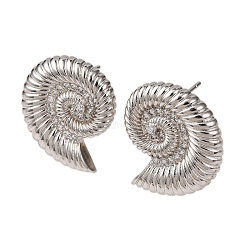 Brass Micro Pave Clear Cubic Zirconia Conch Stud Earrings&nbsp;EJEW-H165-07P