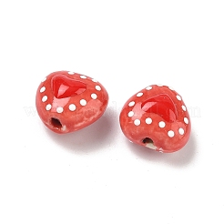 Heart Pattern Handmade Porcelain Enamel Beads&nbsp;PORC-G016-03J