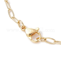 Heart with Letter Brass Pendant Paperclip Chain Necklaces&nbsp;NJEW-JN05379-04