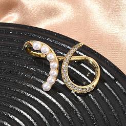 Brass Micro Pave Cubic Zirconia Cuff Open Rings&nbsp;RJEW-C158-03G
