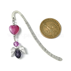 3Pcs 3 Colors Glass Bead Heart Angel Bookmarks&nbsp;AJEW-JK00276
