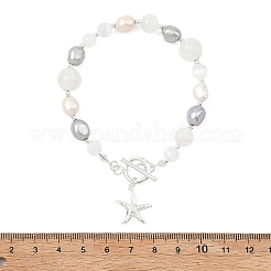 ABS Plastic Imitation Pearl & Natural Cultured Freshwater Pearl & Selenite Beaded Bracelets for Women&nbsp;BJEW-JB13802