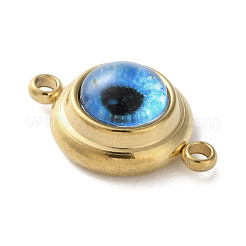 304 Stainless Steel & Acrylic Blue Evil Eye Connector Charms&nbsp;STAS-M091-01G