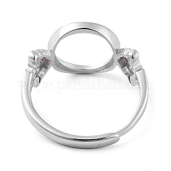 Flat Round Adjustable 925 Sterling Silver Ring Components&nbsp;STER-G042-01P