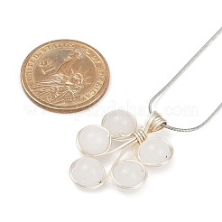 Leaf Copper Wire Wrapped Natural White Jade Beaded Pendant Necklaces&nbsp;NJEW-JN05218-01