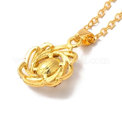 Rhinestone Flower Pandant Necklace with Cable Chains&nbsp;NJEW-K247-01G