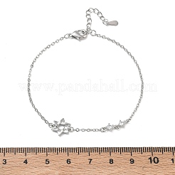 Brass Micro Pave Clear Cubic Zirconia Link Bracelets&nbsp;BJEW-E114-01A-P