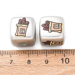 Plating Printed Acrylic European Beads&nbsp;AC-CBA655C-16B