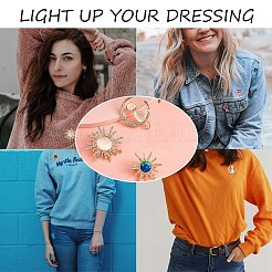 3Pcs 3 Style Rhinestone Sun & Moon with Cat Enamel Pins&nbsp;JBR077A
