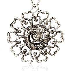 Tibetan Style Alloy Rhinestone Flower Big Pendants&nbsp;ALRI-J010-28AS
