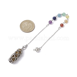 Mixed Synthetic & Natural Round Gemstone Pointed Dowsing Pendulums&nbsp;PALLOY-JF02455-02