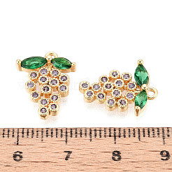 Brass Pave Clear Cubic Zirconia Pendants&nbsp;KK-T077-42G
