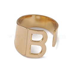 Ion Plating(IP) 304 Stainless Steel Initial Letter B Open Cuff Rings for Women&nbsp;RJEW-G285-17G