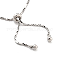 Brass Pave Clear Cubic Zirconia Horse Eye Box Chain Slider Bracelets&nbsp;BJEW-YWC0002-06B-P