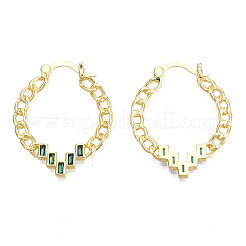 Green Cubic Zirconia Teardrop Hoop Earring&nbsp;EJEW-N011-56-02LG