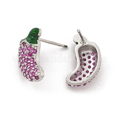 Pepper Brass Micro Pave Cubic Zirconia Stud Earrings&nbsp;EJEW-M077-06P