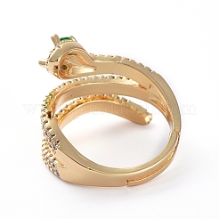 Adjustable Brass Micro Pave Cubic Zirconia Finger Rings&nbsp;RJEW-G096-21G