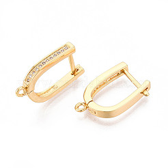 Brass Micro Pave Clear Cubic Zirconia Hoop Earring Findings&nbsp;KK-N263-129G