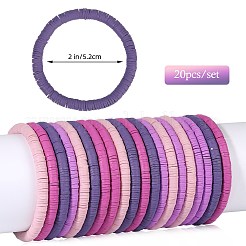 Polymer Clay Heishi Surfer Stretch Bracelets Set&nbsp;BJEW-SW00129
