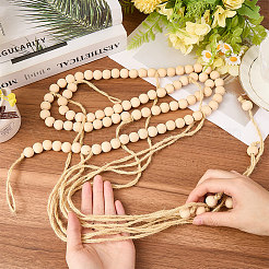 Wall Hanging Photo Display with Wooden Beads Garland&nbsp;AJEW-WH20011-54D