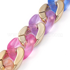 Handmade CCB Plastic & Transparent Acrylic Cuban Link Chains&nbsp;X-AJEW-JB00677