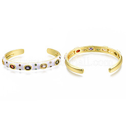 Colorful Cubic Zirconia Flat Cuff Bangle&nbsp;BJEW-N014-002-NF