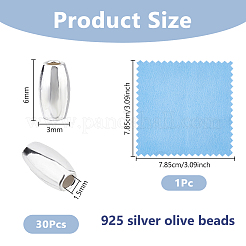 30Pcs Oval 925 Sterling Silver Beads&nbsp;STER-DC0001-71