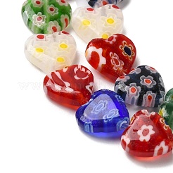 Handmade Millefiori Glass Heart Bead Strands&nbsp;LK-U001-03