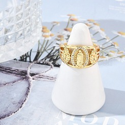 Brass Micro Pave Clear Cubic Zirconia Finger Rings for Women&nbsp;RJEW-Z081-01G