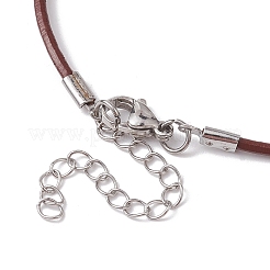 Natural Amethyst Heart Pendant Necklace with Cowhide Leather Cords&nbsp;NJEW-JN04598-01