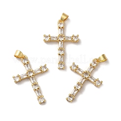 Rack Plating Brass Micro Pave Clear Cubic Zirconia Pendants&nbsp;KK-F853-01G